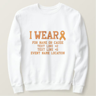 Personalized Orange Ribbon Awareness Embroidery Embroidered Sweatshirt