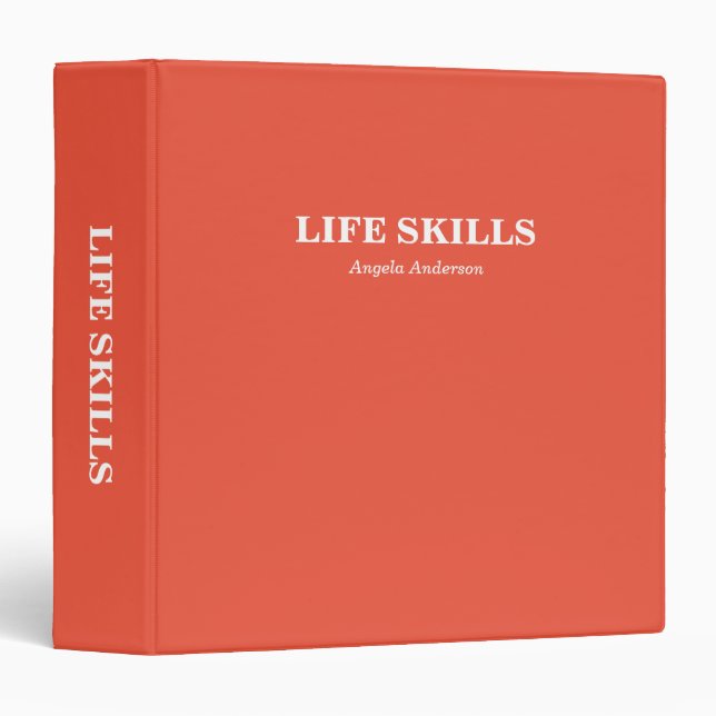 Personalized Orange School Subject 3 Ring Binder (Front/Spine)