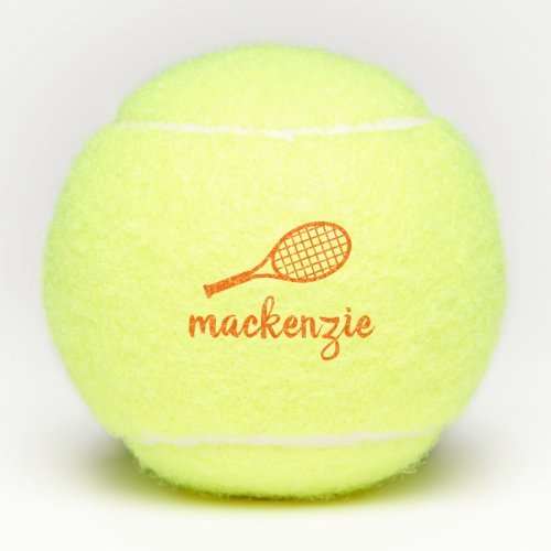 Personalized Orange Script Name  Tennis Balls