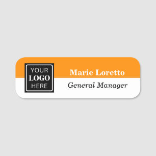 Personalized Orange Simple Name Tag