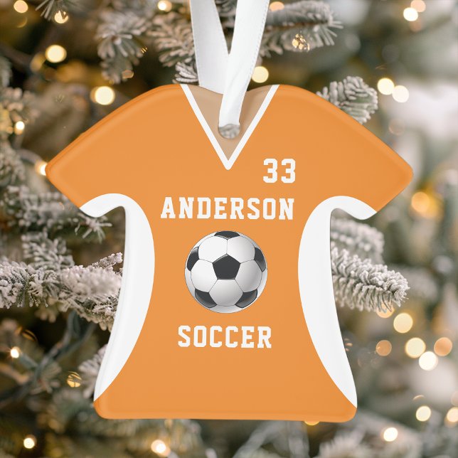 Personalized Orange Soccer Jersey Ornament (Creator Uploaded)