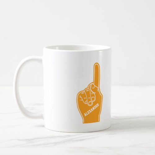 Personalized Orange Sports Foam Finger Coffee Mug