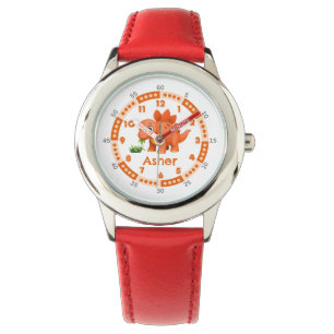 Personalized Orange Stegosaurus Time-Telling Dino Watch
