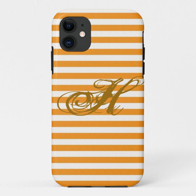 Personalized Orange Striped Case-Mate iPhone Case (Back)