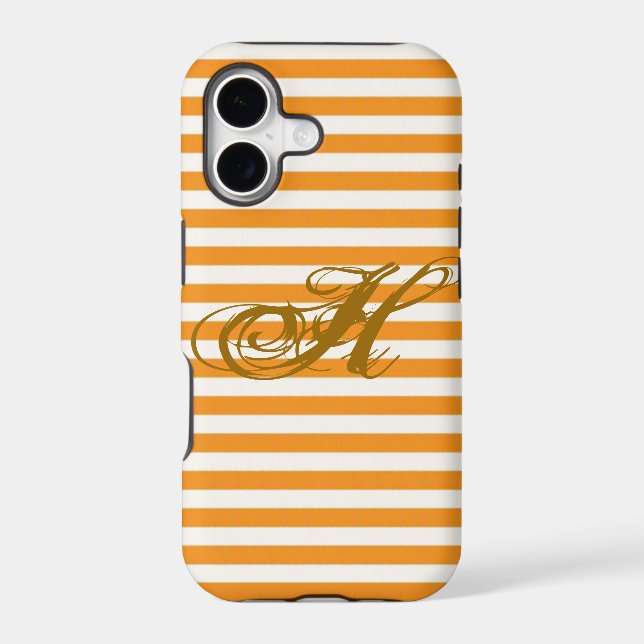 Personalized Orange Striped Iphone Case (Back)