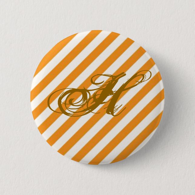 Personalized Orange Striped Pinback Button (Front)