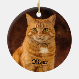 Personalized Orange Tabby Cat Ceramic Ornament