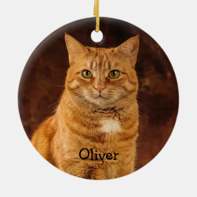 Personalized Orange Tabby Cat Ceramic Ornament (Back)