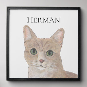 Personalized Orange Tabby Cat Pet Portrait Art Peel And Stick Photo Tile
