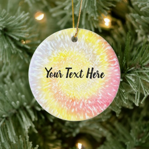 Personalized Orange Tie Dye Hippy Swirl Christmas Ceramic Ornament