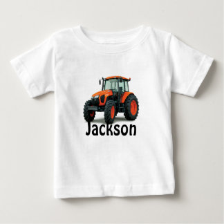 Personalized Orange Tractor Baby T-Shirt