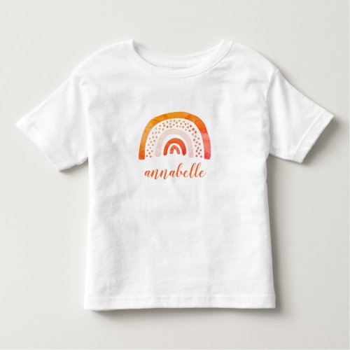 Personalized Orange Watercolor Rainbow Named Toddler T_shirt