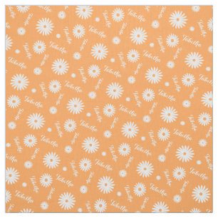 Personalized orange white daisy name pattern fabric
