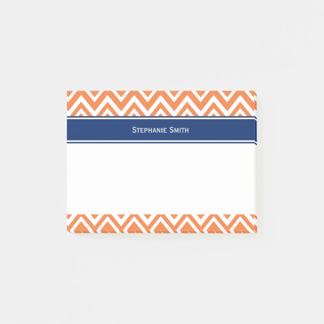 Personalized Orange Zigzag Pattern Post-it Notes (Front)