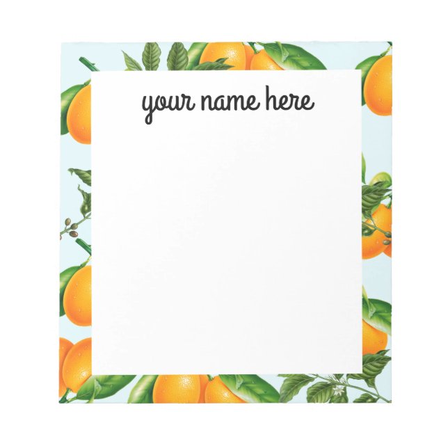 Personalized Oranges Notepad (Front)