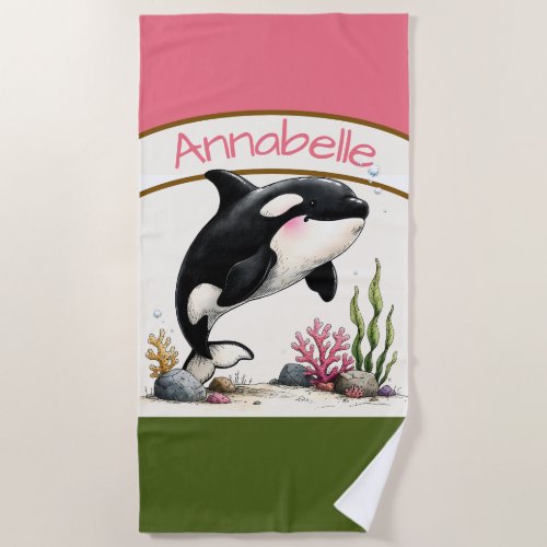 Personalized Orca Beach Towel
