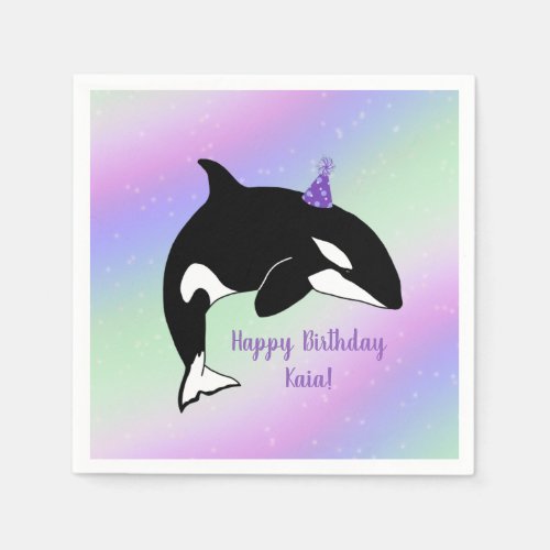 Personalized Orca Killer Whale Birthday Napkins