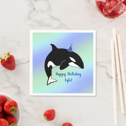 Personalized Orca Killer Whale Birthday Napkins