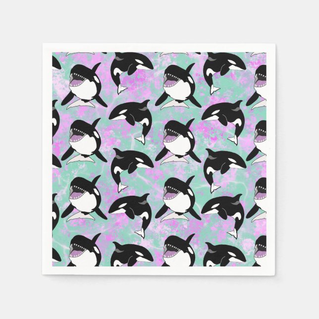 Personalized Orca Killer Whale Birthday Napkins (Front)