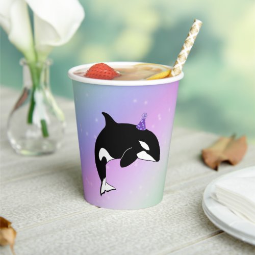 Personalized Orca Killer Whale Birthday Paper Cups