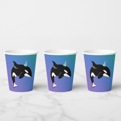 Personalized Orca Killer Whale Birthday  Paper Cups