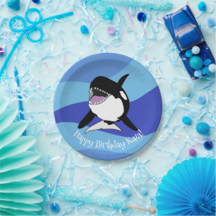Personalized Orca Killer Whale Birthday Paper Plates