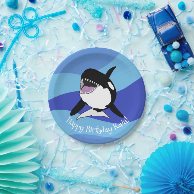 Personalized Orca Killer Whale Birthday Paper Plates (Party)