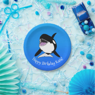 Personalized Orca Killer Whale Birthday Paper Plates