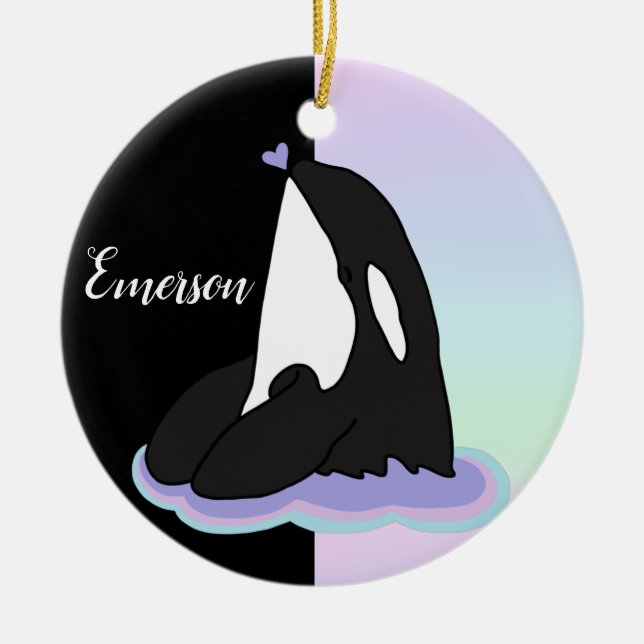 Personalized Orca Killer Whale Ceramic Ornament (Front)