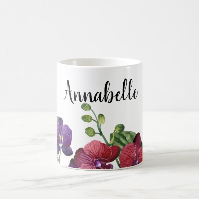 Personalized Orchids Border Mug (Center)
