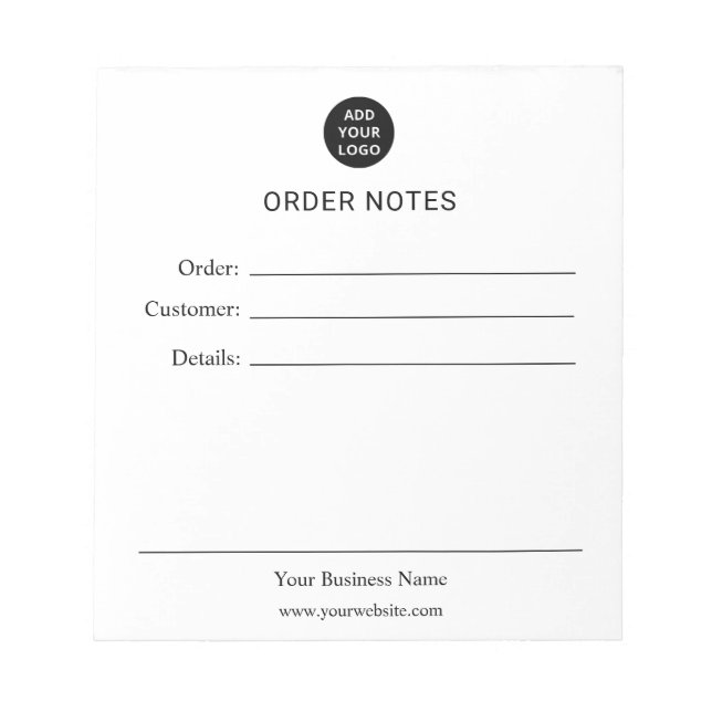 Personalized Order Notes Notepad (Front)