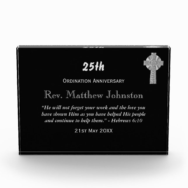 Personalized ORDINATION ANNIVERSARY Priest Pastor Acrylic Award (Front)