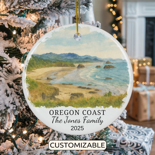 Personalized Oregon Coast Ornament, Oregon Ceramic Ornament (Creator Uploaded)