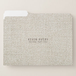 Personalized Organic Beige Linen Texture File Folder