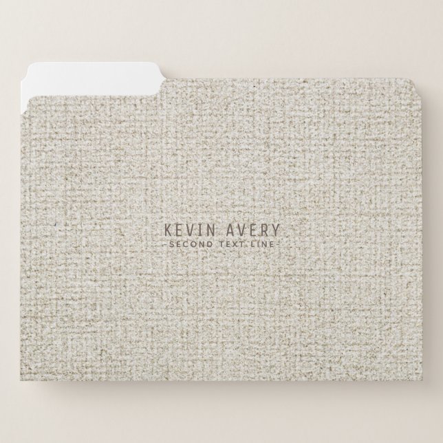 Personalized Organic Beige Linen Texture File Folder (Front Left)