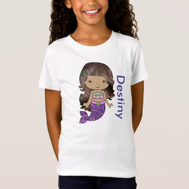 Personalized Organic Mermaid Girls Shirt (Front)