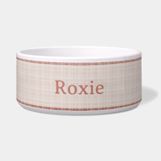 Personalized Organic Modern Plaid Accent Pet Bowl