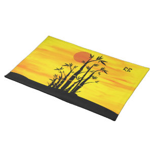 Personalized Oriental Bamboo Sunset Placemat