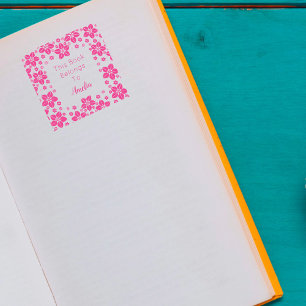 Personalized Oriental Flower This Book Belongs To Self-inking Stamp