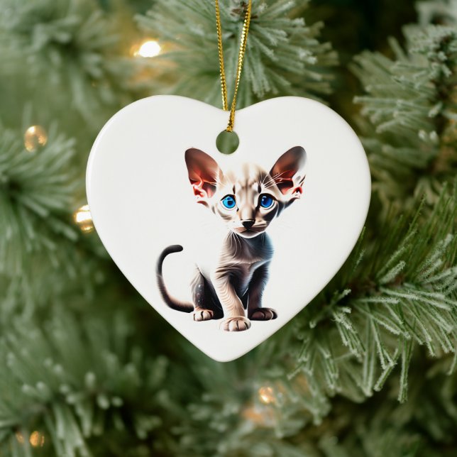 Personalized Oriental Shorthair Kitten Ceramic Ornament (Tree)