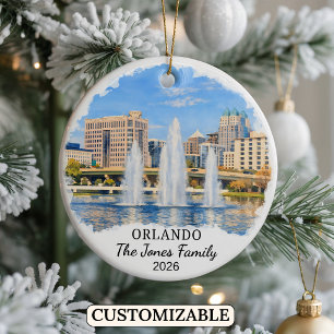 Personalized Orlando Ornament, Custom Florida Ceramic Ornament