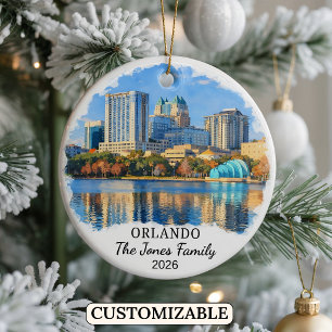 Personalized Orlando Ornament, Custom Florida Ceramic Ornament