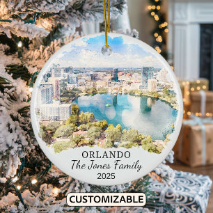 Personalized Orlando Ornament, Florida Gift Ceramic Ornament