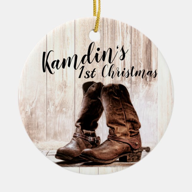Personalized  Ornament boots country rustic we (Front)