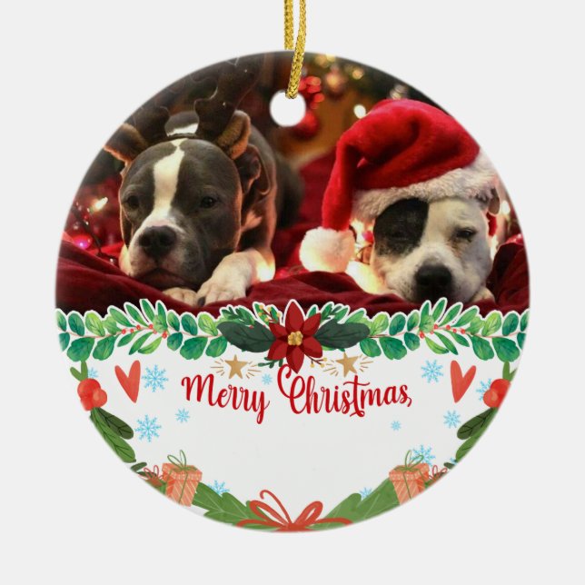 Personalized Ornament Dog Christmas Custom Photo (Front)