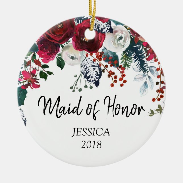 Personalized Ornament for maid of honor (Front)