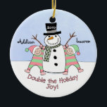 Personalized Ornament for Twin Girls<br><div class="desc">Adorable twin ornament just for twin girls. Personalized the names and the year to make an original keepsake ornament to be treasured throughout the years.</div>