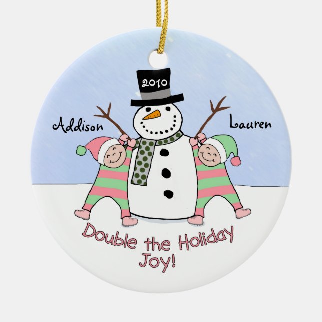Personalized Ornament for Twin Girls (Front)