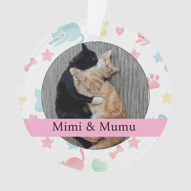 Personalized Ornament – Mimi & Mumu Cats (Front)
