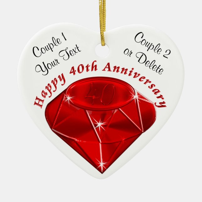 Personalized Ornament Ruby 40th Anniversary Gifts (Front)